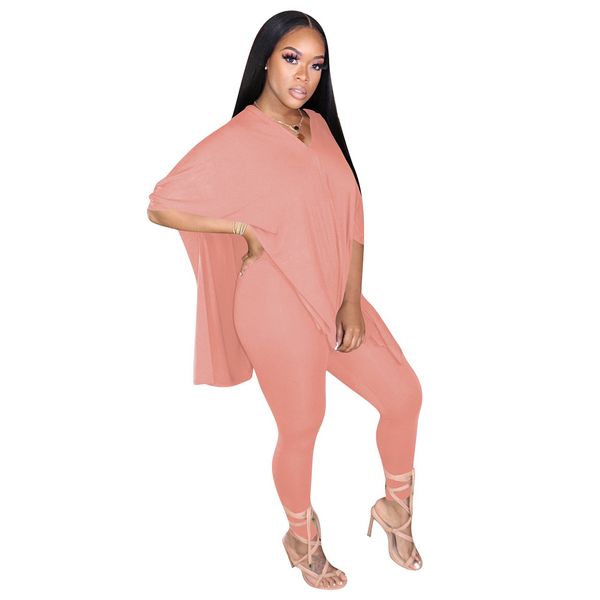 

women two piece pants set tracksuit casual v neck side split bodycon leggings pants jogger sweatpants 2 piece outfits, White