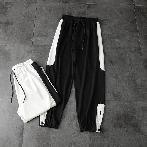 

men's pants 2020 summer new mens thin active full length trousers men casual breathable patchwork sports pants 2 colors size m-2xl, Black