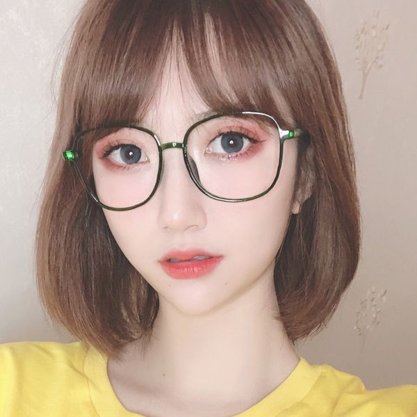 

uliud ins net red transparent plain-looking frame korean style fashionable round frame myopia women can match the same degree myopia glasses, Silver