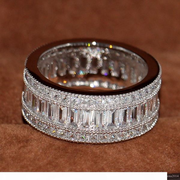 

r wholesale new nice full princess cut white z diamonique simulated diamond 10kt white gold gf wedding band ring sz 5, Slivery;golden