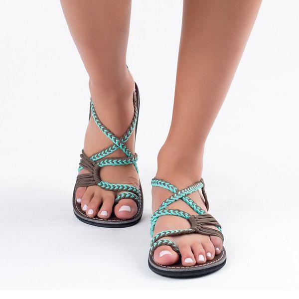 

women sandals fashion summer women shoes gladiator beach flat casual sandals leisure female ladies cross tied 43 44, Black