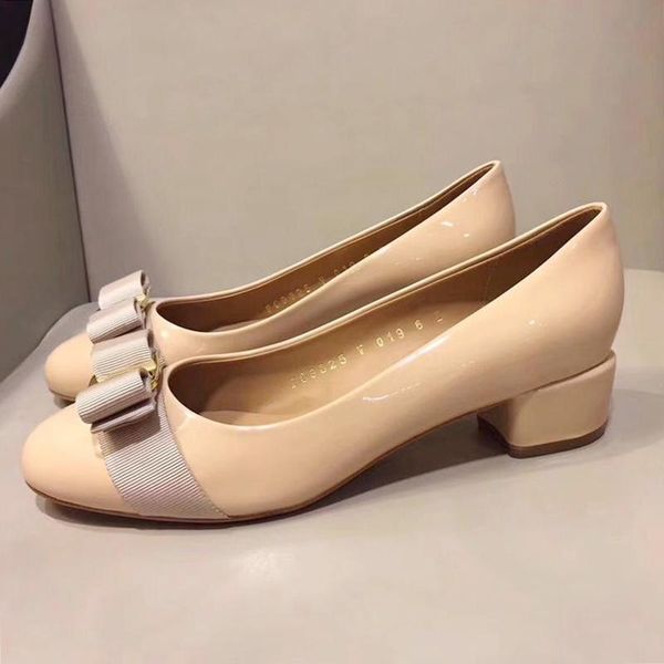 

womens pumps shoes mid heel pump ladies round toe basic office work shoe leather 3 .5cm low heel pompe da donna womens shoes fashion footwea, Black