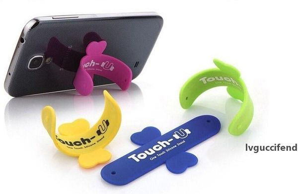 

cute color cell phone holder silica gel mobile phone card bracket u stand for all smart phones