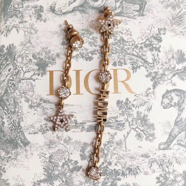 

drop earring with diamond and hollow words decorate women charm earring jewelry gift ps5644, Golden