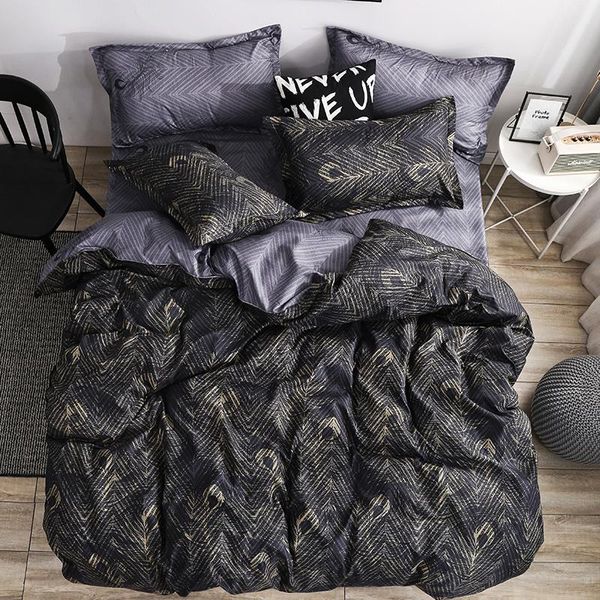 

bedding sets black bed linen with pillowcase single  king size american duvet cover for adults glod quilt beddings