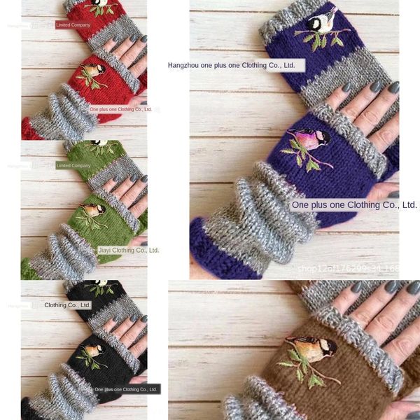 

2020 and gloves autumn and winter new fashion warm stitching embroidered gloves for women
