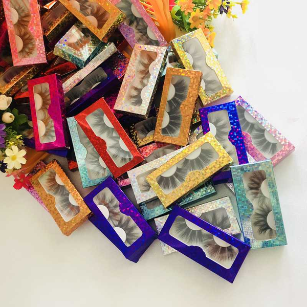 

dhl 50/100pcs bulk holography paper 25mm mink false eyelashes 3d mink lashes mix wholesale makeup dramatic long lashes