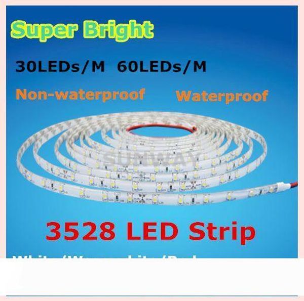 

IP65 Waterproof 5M 3528 SMD 30 60LEDs M 12V flexible lights LED strip white warm white blue green red yellow 5M Roll