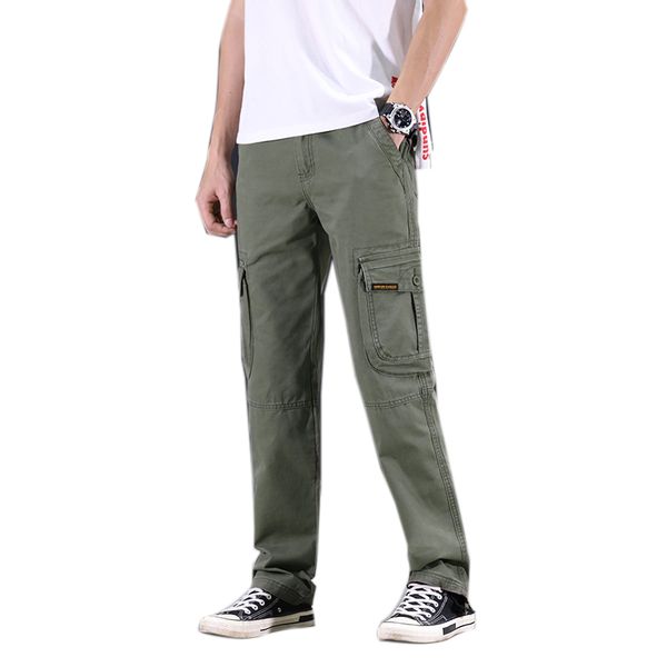 

new mens cargo pants khaki black long casual pants men trousers slim straight no stretch spring autumn brown army green
