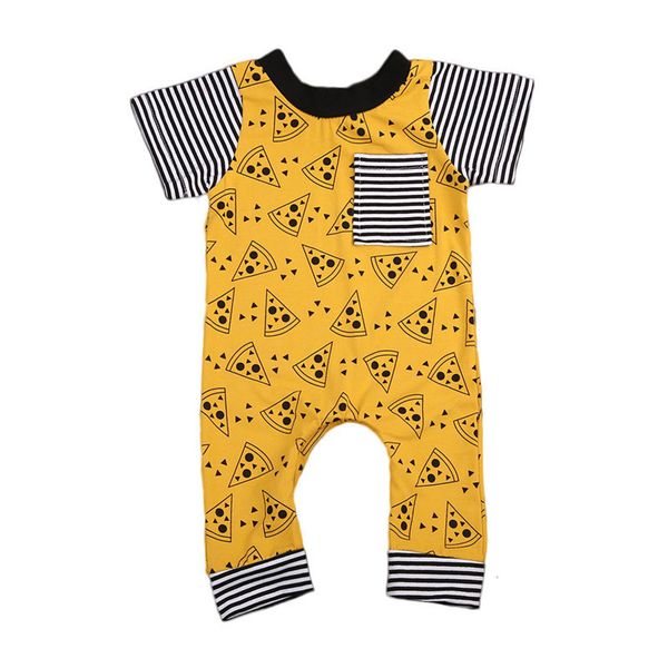 

0-24m lovely baby boy girl biscuits pattern romper newborn baby one-piece short striped sleeve clothes outfit summer casual suit t200721, Blue