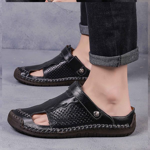 

прайя комфорт пункта унисекс masculina cuero в 2020 году римского платья сандалии роскоши plage 39 обуви мужских тапочек обувь для ходьбы му, Black