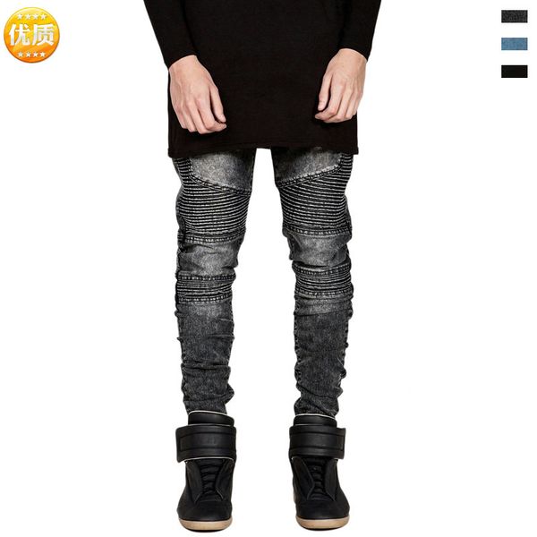 

men's jeans three color mens skinny hip hop style men, Blue