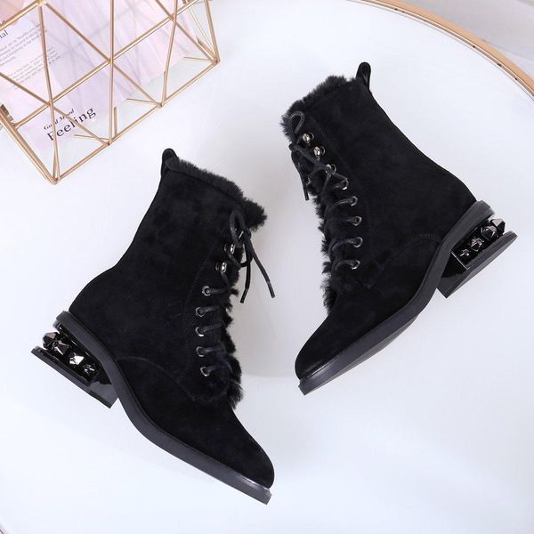 

2020o new spring and autumn leather single boots wild retro high heel boots, fashion trend martin boots female