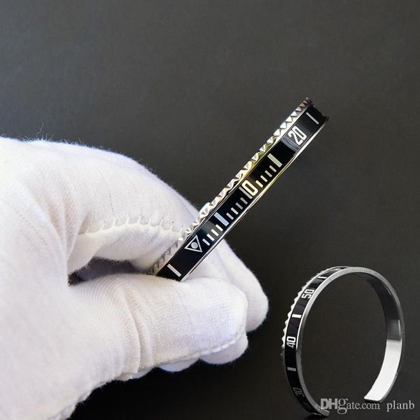 

12 colors men's luxury fashion watch style speedometer cuff stainless steel fashion hip hop bangle bracelets for women, White