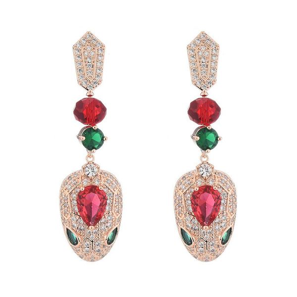 

rose gold earrings for women brand design luxury cubic zirconia wedding jewelry women's snake ear studs sale, Golden;silver