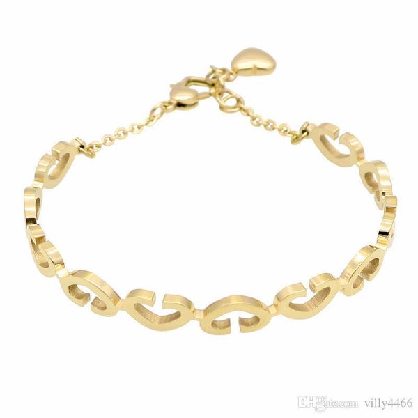 

2019 new brand fashion luxury bracelet heart linked to heart heart open women love couple bracelet jewelry wholesale, Black