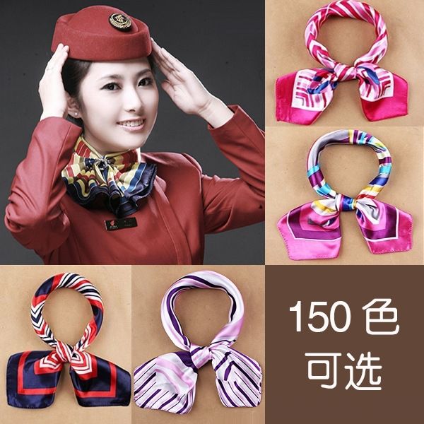 

e3ctj professional small square bank stewardess mobile decoration silk-like women's ever-changing printed scarf small and medium square, Red;brown