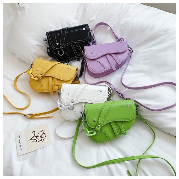 

french niche women's 2020 new fashion strap shoulder bag korean fashion internet red all-match ins shoulder slanting saddle bag, White