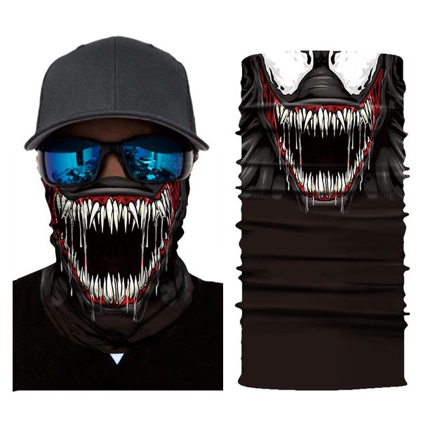 

the venom bandana fishing sport 3d seamless headwear skull neck bandanas windproof magic scarf cycling hiking mask neck gaiter, Black