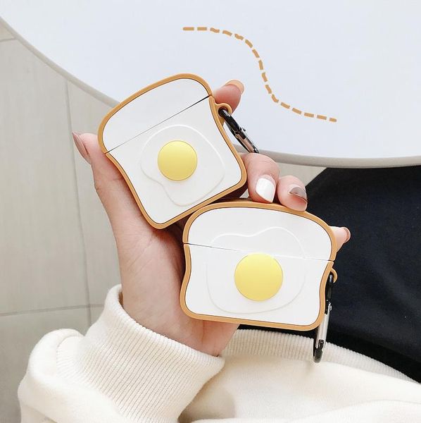 

новый airpods чехол тост с яйцом luxury защитной крышкой anti потерянного марка наушники корпус protector конструктор симпатичным стиль airp