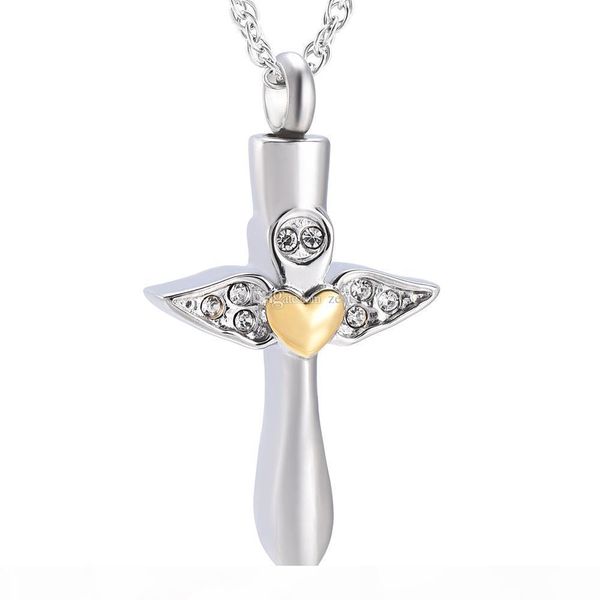 

ijd9712 cremation jewelry stainless steel crystal cross memorial ash keepsake urn cremation jewelry for women girl kids, Silver