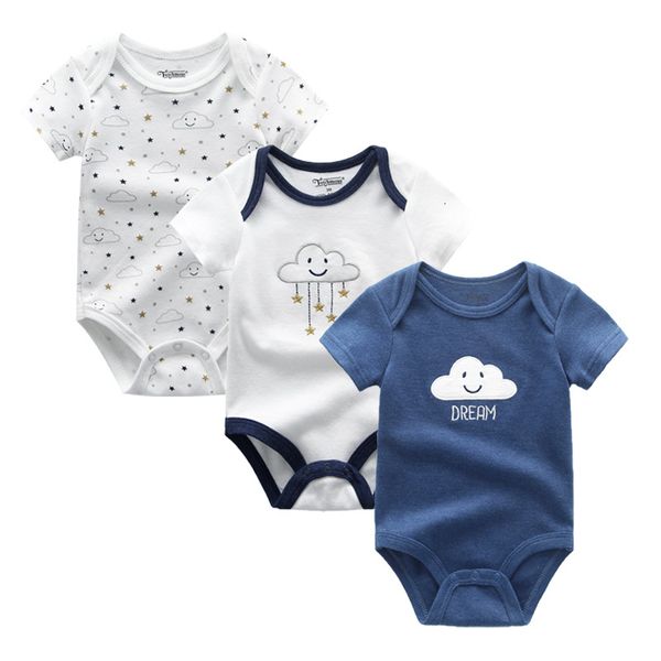 

2020 3pcs/lot baby boy clothes bodysuots baby girl clothes unicorn girls clothing 0-12m baby bodysuits roupas de bebe, Blue
