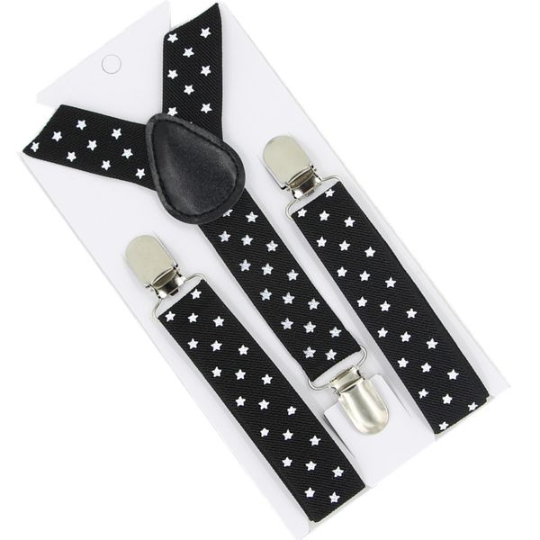 

fashion adjustable baby suspenders star printing children braces elastic clip belt print cute pattern for kids, Black;white