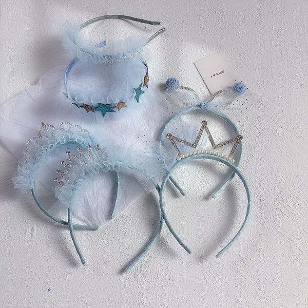 

hair accessories 2021 rhinestones snow princess crown lace children's birthday party flower hairbands for girl fashion cute, Slivery;white