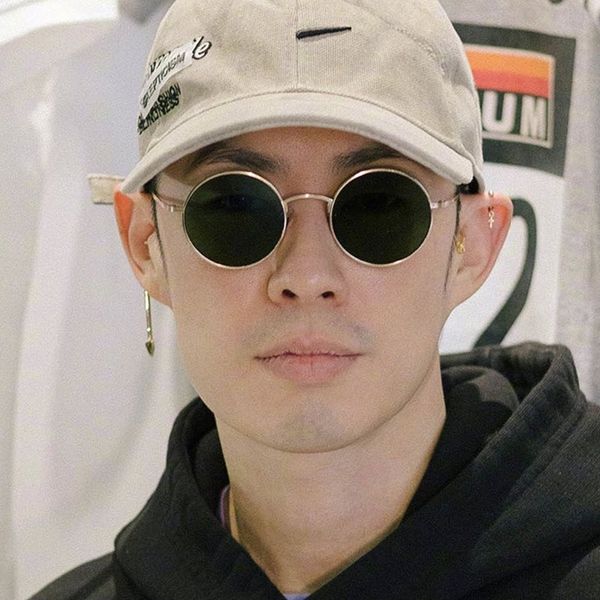 

vintage round frame men sunglasses fashion metal glasses anti-reflective mirror brands design new women sung glasses uv400, White;black