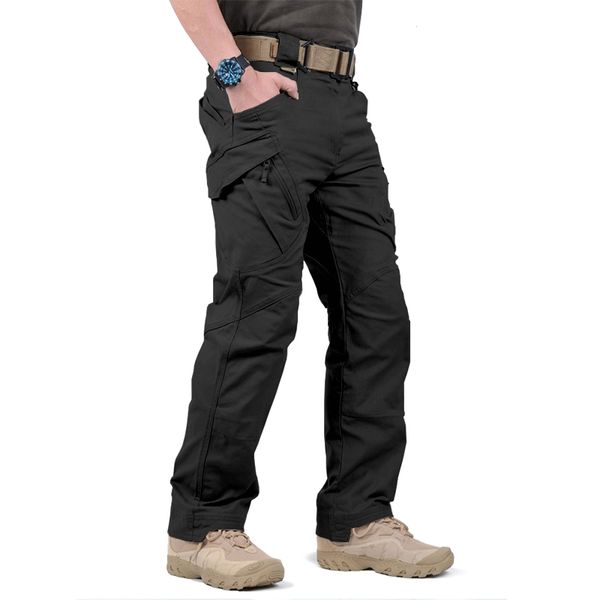 

tactical cargo pants men swat combat army trousers male casual many pockets stretch cotton pants 2020, Black
