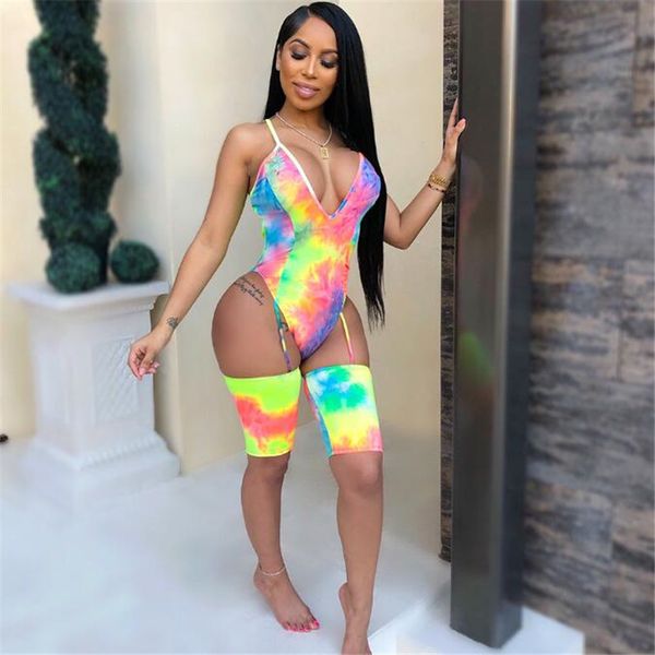 

women's jumpsuits & rompers streetwear bodycon jumpsuit women womens tie dye body woman overalls backless bodysuit, Black;white