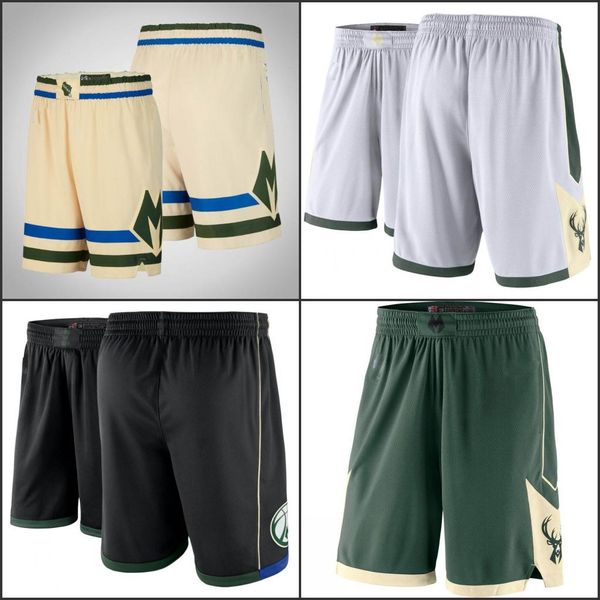 

milwaukee бакс мужчины крем черный белый nba swingman баскетбол шорты, Black