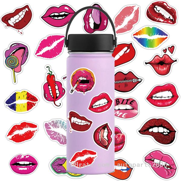 

50pcs/lot wholesale lips stickers waterproof adults sticker skateboard snowboard car bicycle luggage water bottle decal