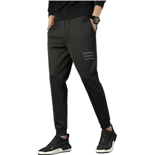 

new men joggers fashion elastic waist long trousers brand casual solid color fitness workout sweatpants, Black