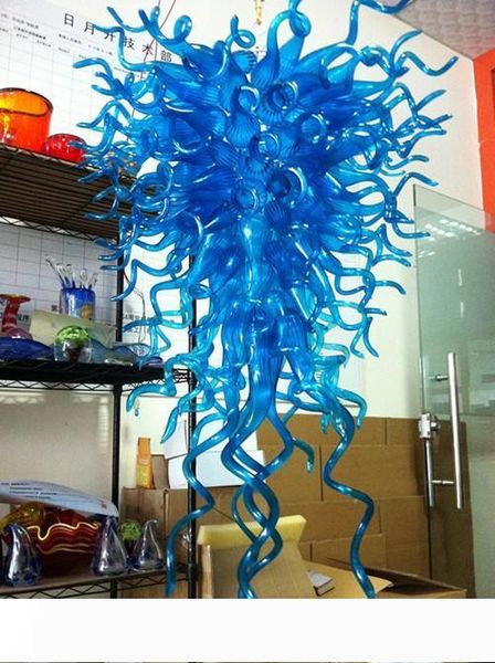 

energy saving large blue hand blown glass chandelier light factory price e14 crystal modern chandelier on sale