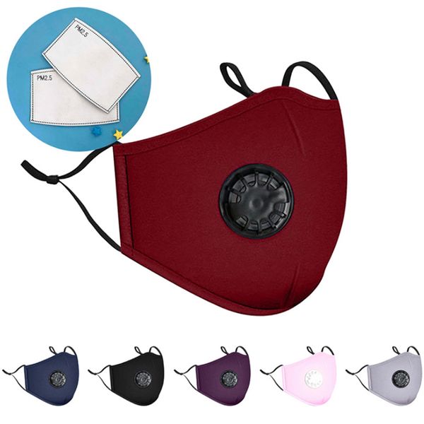 

pm2.5 face mask with aspirator valve 2 spare filter pads cotton dustproof reusable mask washable mouth cover for women men