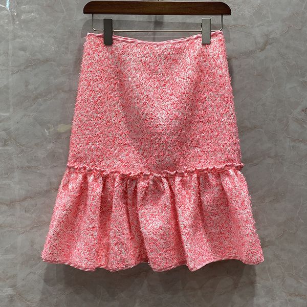 

ruffles bud mini skirt women 2020 summer fashion patchwork trumpets the same grid pleated wave short mermaid skirts, Black