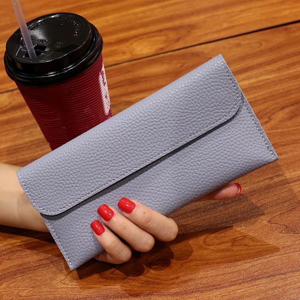 

blevolo thin student wallet women long clutch wallets hasp coin card holder female purse soft leather hand bag cell phone pocket, Red;black