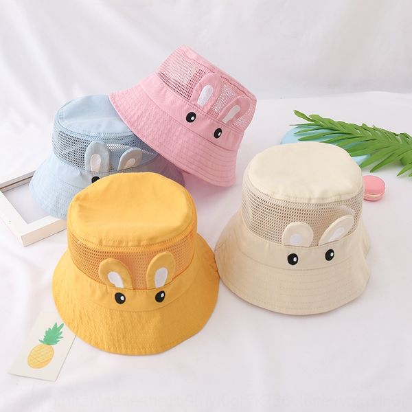

korean new baby sun bucket bucket sun cute rabbit fisherman hat breathable net hat fashion all-match fashion, Yellow