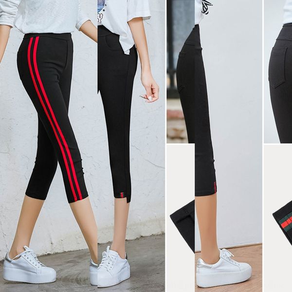 

w10px гетры верхней одежды 2019 лето новый корейский стиль женщин ленты маленькие ноги capri плотно носить узкие брюки студент пригонки разм, Black;white