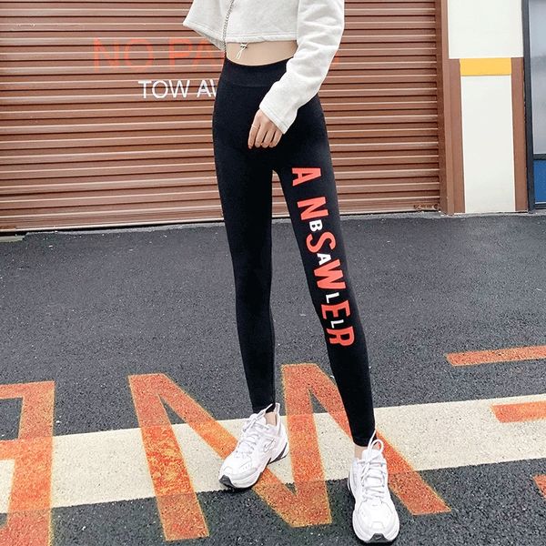 

поножи женской overwear модального сезона новой высокая талии стрейч плотной лодыжки карандаш брюки пальто карандаш брюки брюки, Black