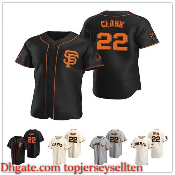 

san francisco giants men women youth 22 will clark alternate 2020 authentic baseball jersey, Black