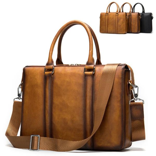 

briefcases men genuine leather large office bags for lapbag 14 inch maletines hombre cuero genuino