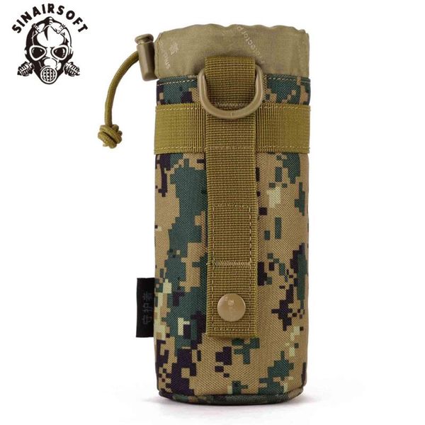 

sinairsoft molle system army durable water bottle d-ring holder drawstring pouch outdoor tactical water bottle bag