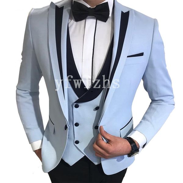 

new style one button handsome peak lapel groom tuxedos men suits wedding/prom/dinner man blazer(jacket+pants+tie+vest) w276, Black;gray