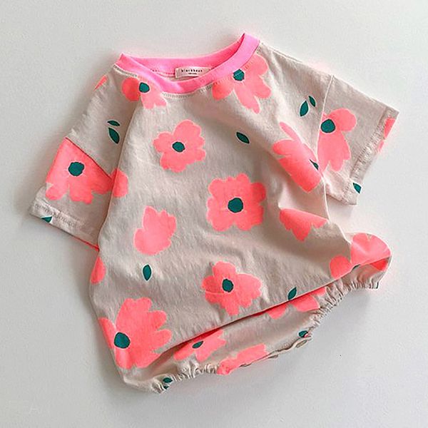 

3764 baby girl romper новорожденного onesies лето корейская девушка bodysuit цветы printed new born девочка одежда roupa, Blue