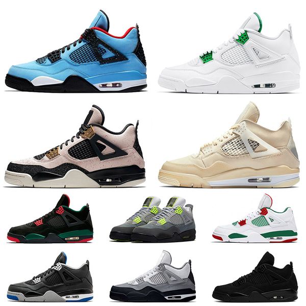 

wholesale 2020 basketball shoes 4 new sail jumpman 4s travis scotts silt red green metallic raptors mens women trainers sport sneakers