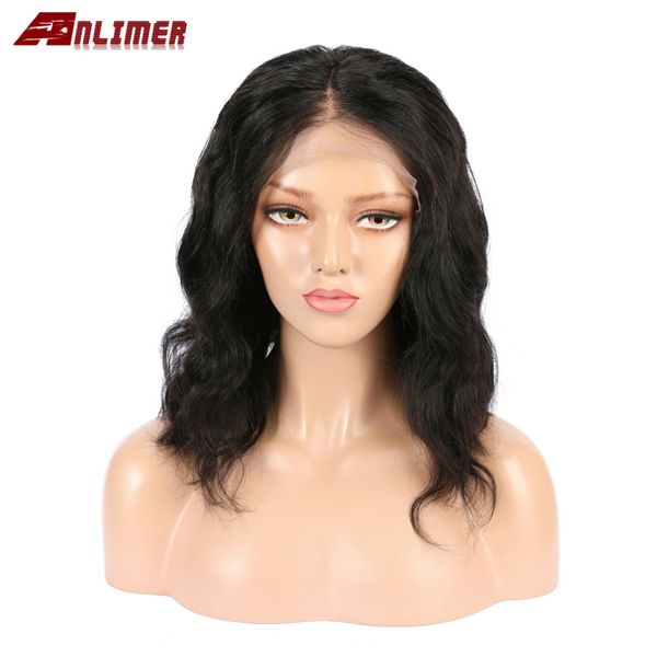 

13x6 short bob lace front wigs human hair natural wave indian remy natural black pre plucked bleached knots for women