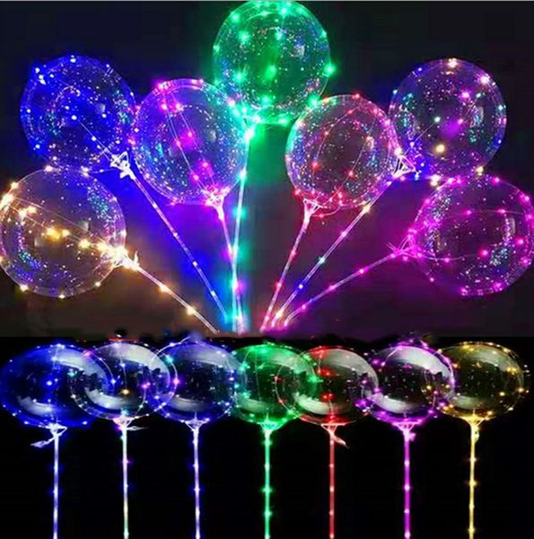 

led flashing balloons night lighting bobo ball multicolor decoration balloon wedding decorative bright lighter balloons with stick 2020 hot