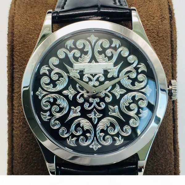 

f fl factory carved watches automatic mechanical movement cal .240 watch 38 .6mm18k platinum case with sapphire crystal glass, Slivery;brown